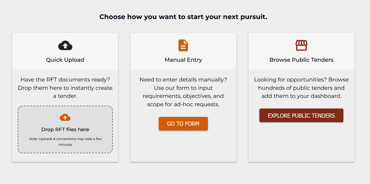 Create Tender Interface